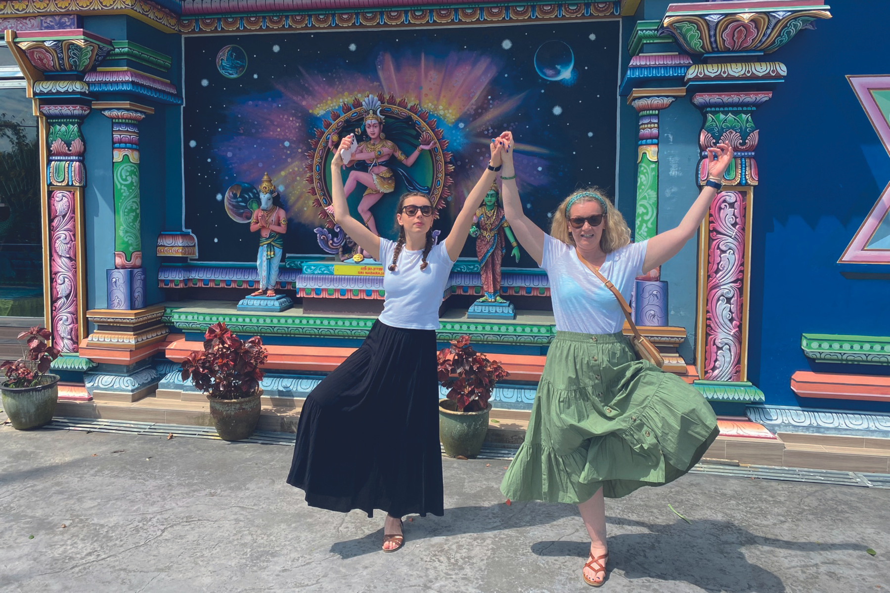 Bettine Sinclair and her daughter at the top of Penang Hill in Malaysia